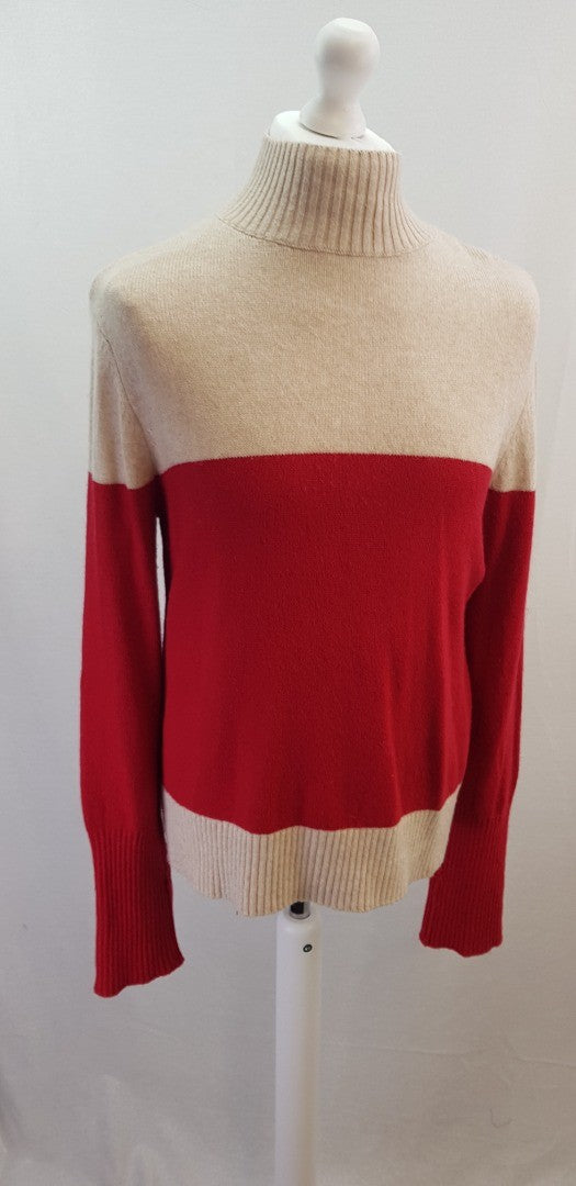 Bam Cream Red Wool Mix Jumper Size S VGC