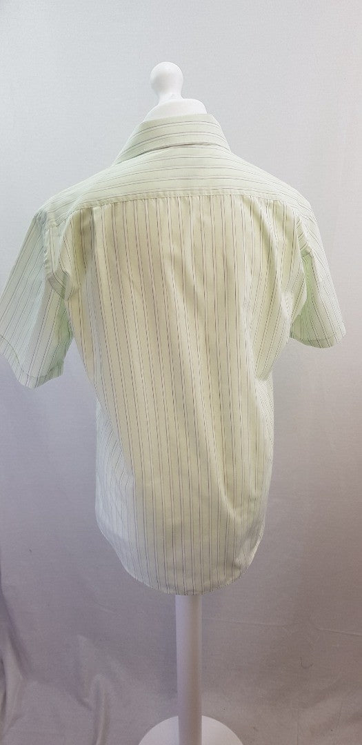 Jack Reid BHS Men's Mint Green Striped Short Sleeve Shirt Size 16/41 Excellent Condition