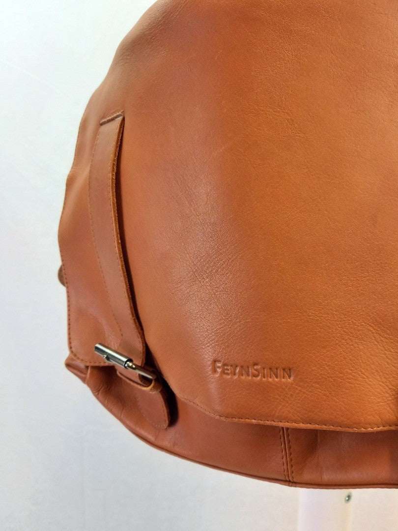 FeynSinn Berlin Tan Soft Leather Unisex Satchel Crossbody Buckle Bag