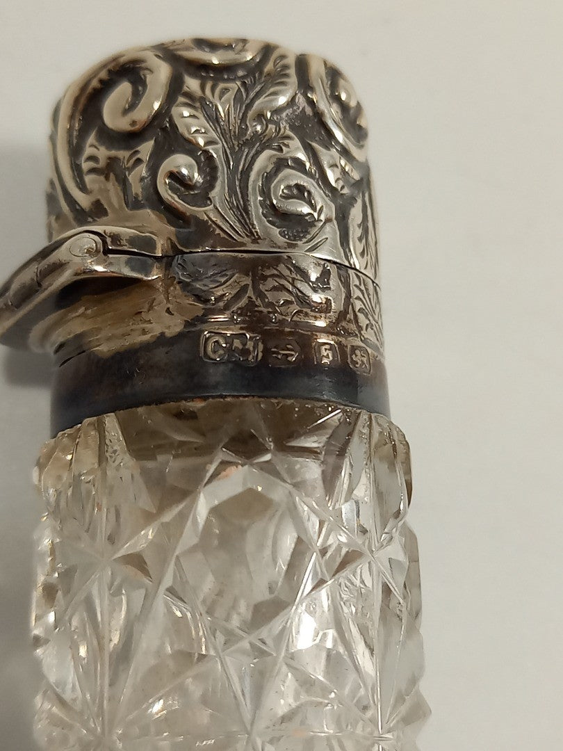 Charles May & Sons Cut Glass & Sterling Silver Antique 1892 Perfume Bottle