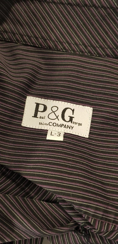 Paul & George Men's Purple Striped Long Sleeve Shirt Size L-3 Excellent Condition