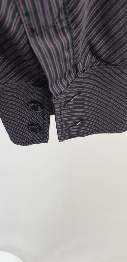 Paul & George Men's Purple Striped Long Sleeve Shirt Size L-3 Excellent Condition