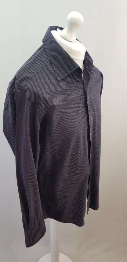 Paul & George Men's Purple Striped Long Sleeve Shirt Size L-3 Excellent Condition