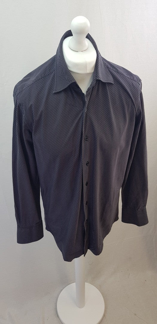 Paul & George Men's Purple Striped Long Sleeve Shirt Size L-3 Excellent Condition