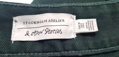 Stokholm Atelier & Other Stories Green Canvas Jeans Size 8 Nearly New