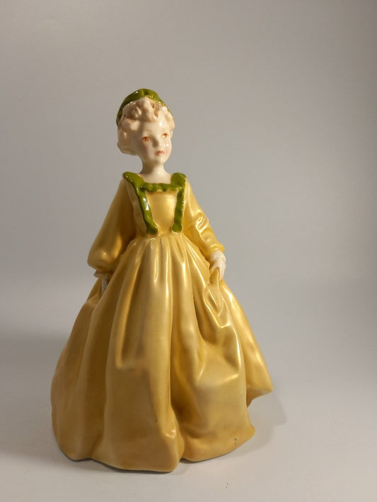 Royal Worcester Grandmothers Dress Fine Bone China Yellow & Green Figure