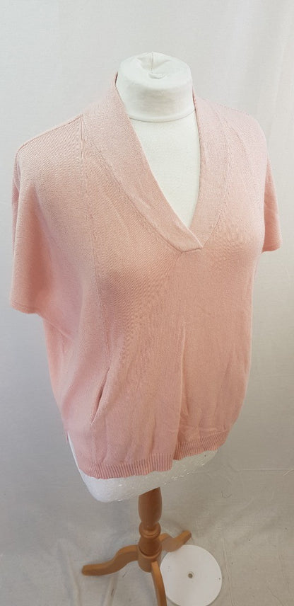 Neiman Marcus Pale Pink Silk Cashmere Short Sleeve Jumper Size S BNWT