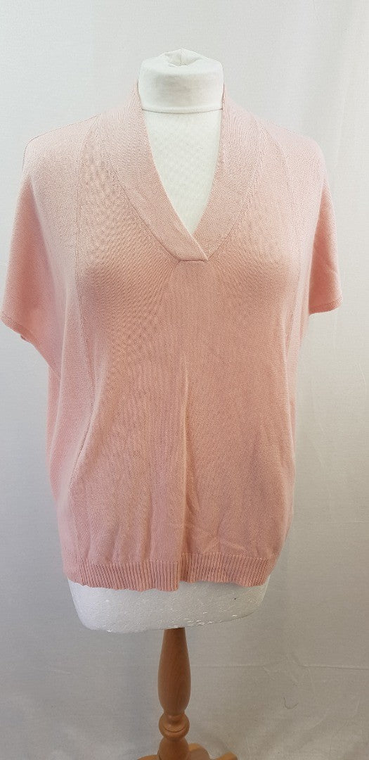 Neiman Marcus Pale Pink Silk Cashmere Short Sleeve Jumper Size S BNWT