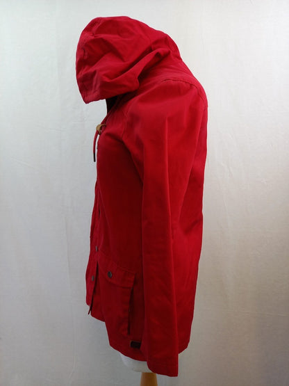 Fat Face Red Showerproof Hooded Mac / Parka Coat - Size UK10