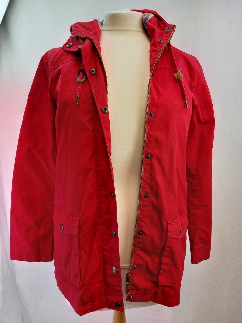 Fat Face Red Showerproof Hooded Mac / Parka Coat - Size UK10