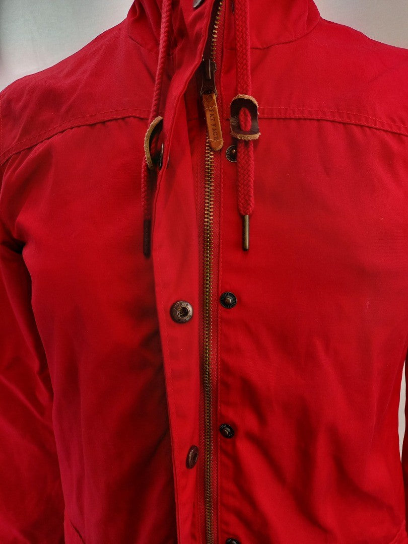 Fat Face Red Showerproof Hooded Mac / Parka Coat - Size UK10