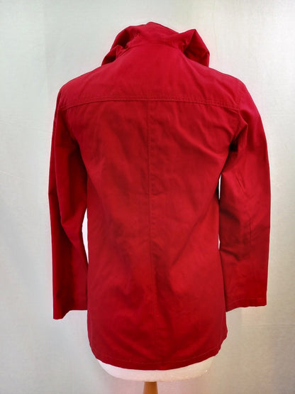 Fat Face Red Showerproof Hooded Mac / Parka Coat - Size UK10