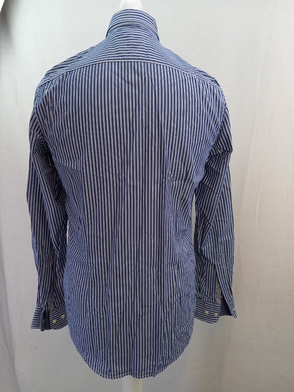 Tommy Hilfiger Blue Pinstriped Slim Fit Long Sleeve Shirt - Size M