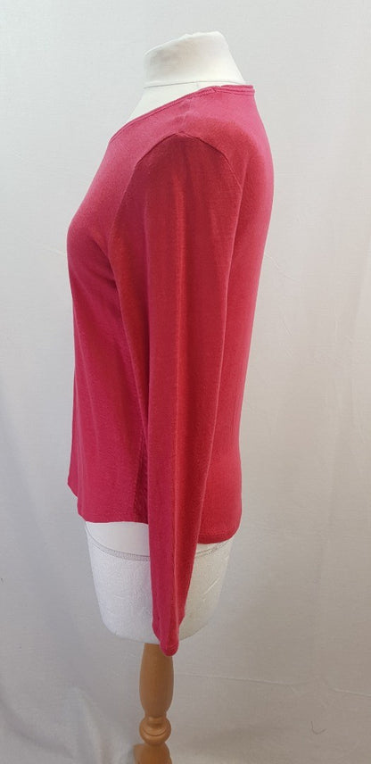 Trenery Fuchsia Pink Long Sleeved Top T-Shirt Size M VGC