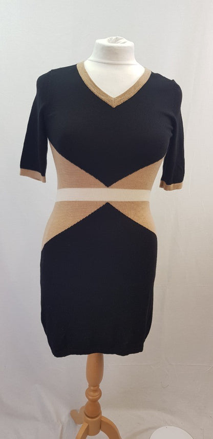 Fenn Wright Manson Black Ivory Beige Merino Wool Knit Dress Size S Excellent Condition