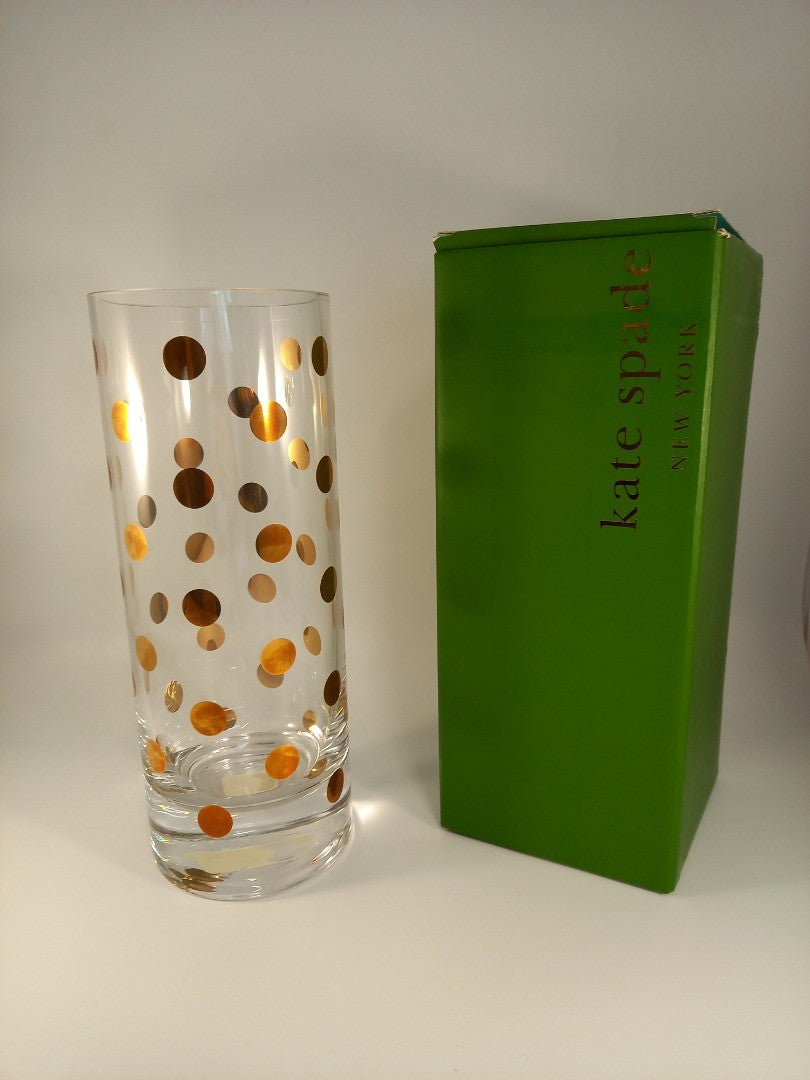 Kate Spade Pearl Place Crystal Lenox Bouquet Vase 26cm Gold Polka Dot