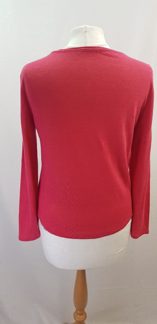 Trenery Fuchsia Pink Long Sleeved Top T-Shirt Size M VGC