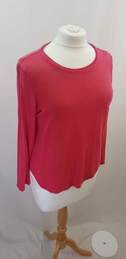 Trenery Fuchsia Pink Long Sleeved Top T-Shirt Size M VGC