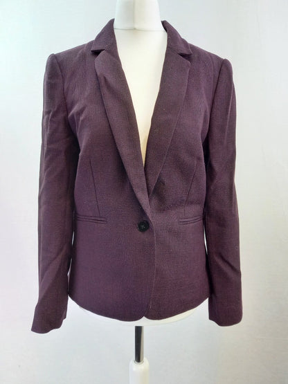 Hobbs Burgundy Pure Wool Blazer Jacket - Size UK 10