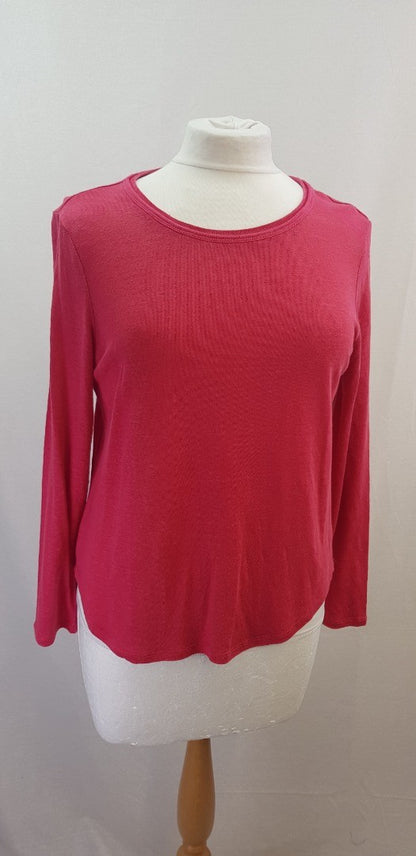 Trenery Fuchsia Pink Long Sleeved Top T-Shirt Size M VGC