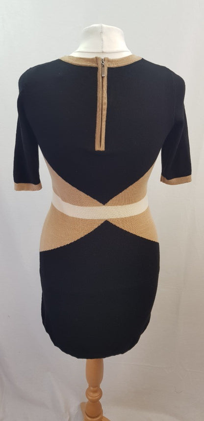 Fenn Wright Manson Black Ivory Beige Merino Wool Knit Dress Size S Excellent Condition