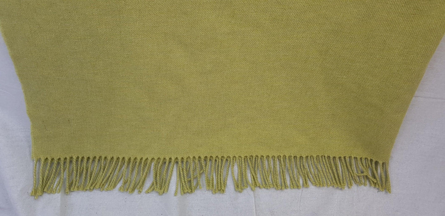 Anta Scotland Pure Wool Olive Green Blanket Fringe 160cm x 187cm Large Excellent Condition