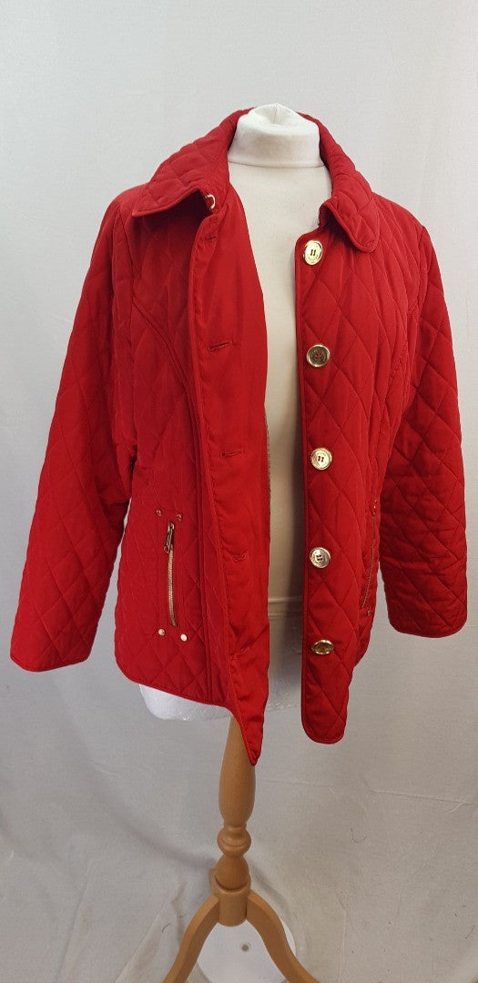 Michael Kors Bright Red Padded Jacket Size L GC