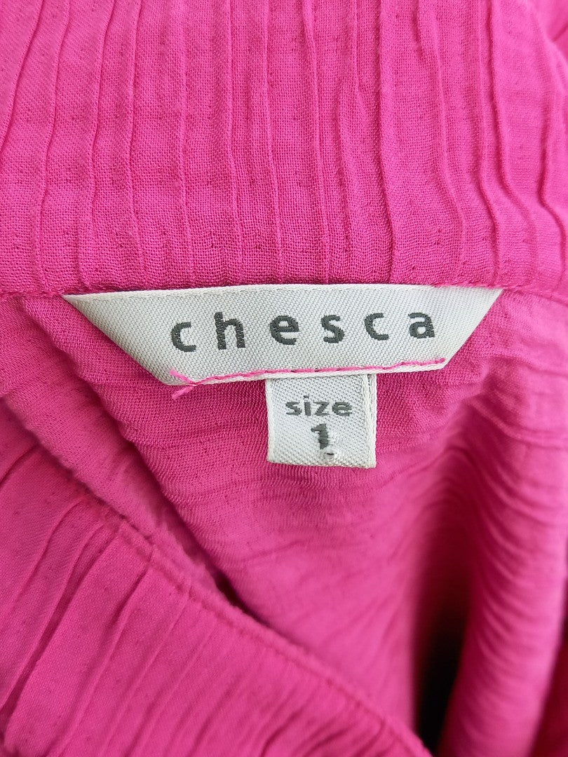 Chesca Pink Oversized Jacket Wide Sleeve Ruched - Size 1