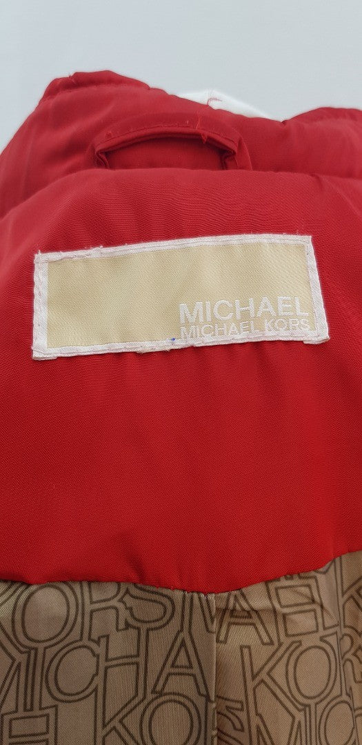 Michael Kors Bright Red Padded Jacket Size L GC