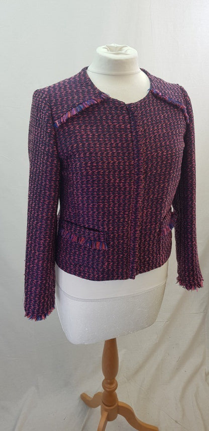 Fenn Wright Manson Pink Purple Sparkly Tweed Cropped Jacket Size 14 Ex Con