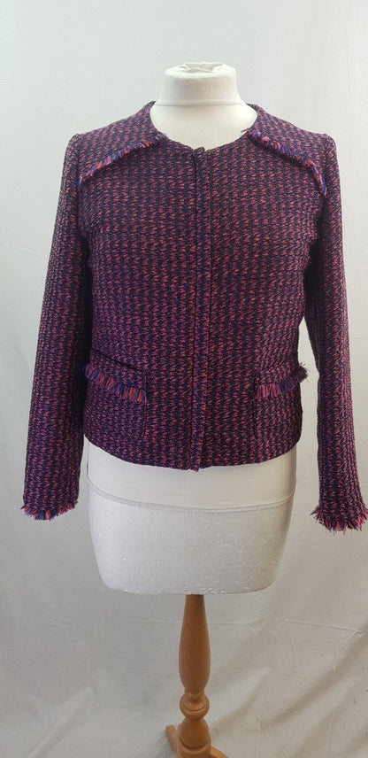 Fenn Wright Manson Pink Purple Sparkly Tweed Cropped Jacket Size 14 Ex Con