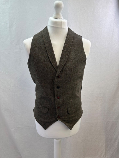 B&W Men's Tweed Waistcoat Slim Fit Medium 102cm Red Lining