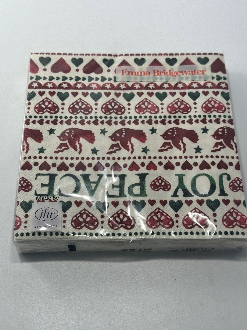 Emma Bridgewater CHRISTMAS JOY cream paper 33 cm square 3 ply napkins 20 pack