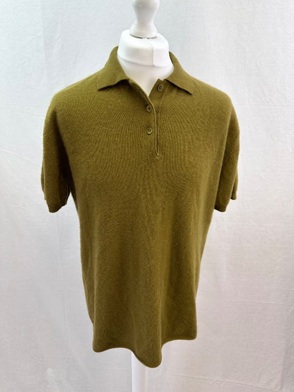 Extreme Cashmere no 126 Lezard Cashmere-Blend Green Polo Shirt