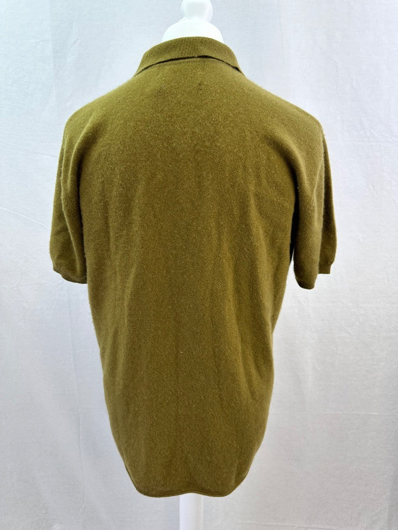 Extreme Cashmere no 126 Lezard Cashmere-Blend Green Polo Shirt