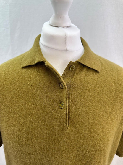 Extreme Cashmere no 126 Lezard Cashmere-Blend Green Polo Shirt