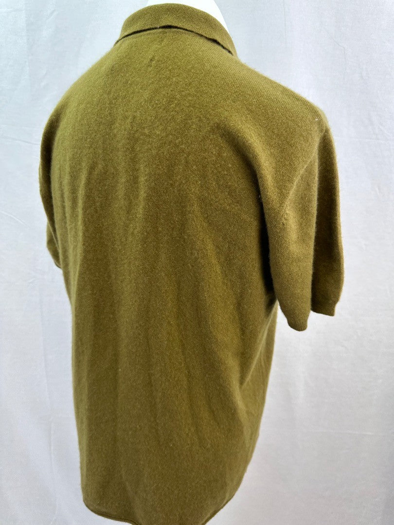 Extreme Cashmere no 126 Lezard Cashmere-Blend Green Polo Shirt