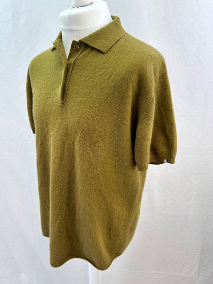 Extreme Cashmere no 126 Lezard Cashmere-Blend Green Polo Shirt