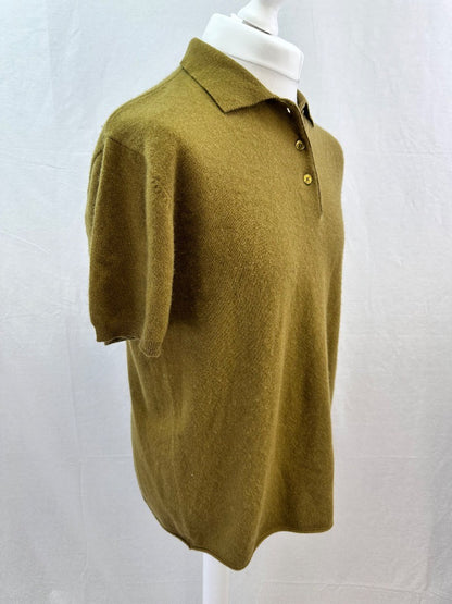 Extreme Cashmere no 126 Lezard Cashmere-Blend Green Polo Shirt