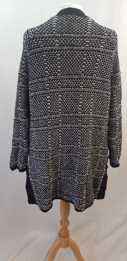 White Label Black White Cotton Wool Mix Cardigan Size M VGC