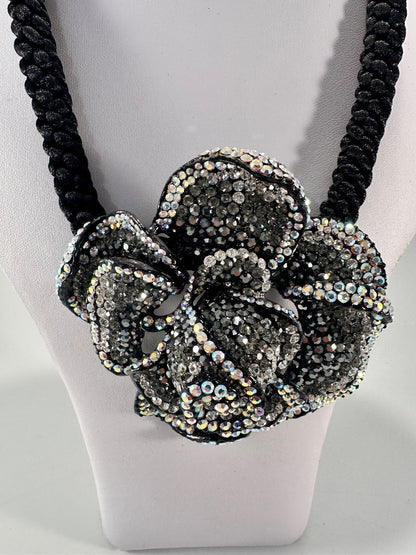 Butler & Wilson Large Flower Statement Necklace Diamante Boxed Nearly New