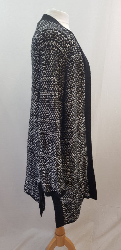 White Label Black White Cotton Wool Mix Cardigan Size M VGC