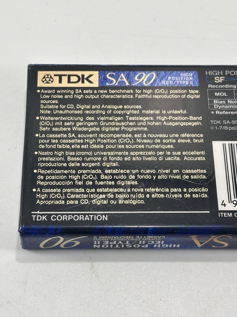 TDK SA 90 min High Position Type II Blank Audio Cassette Tape Japan New Sealed