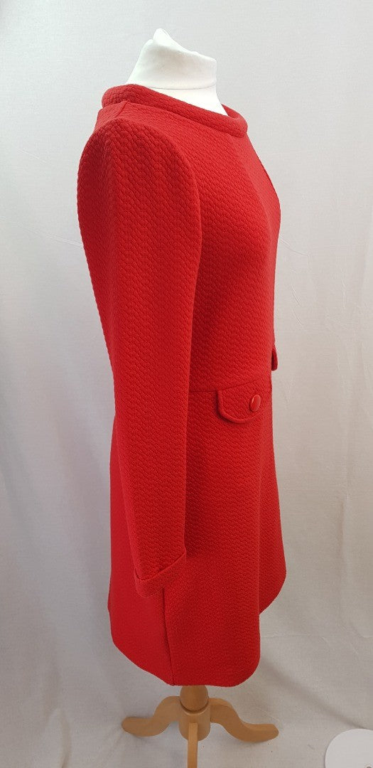 Boden Heavy Red Lined Long Sleeved Pocket Dress Size 12L Excellent Condition