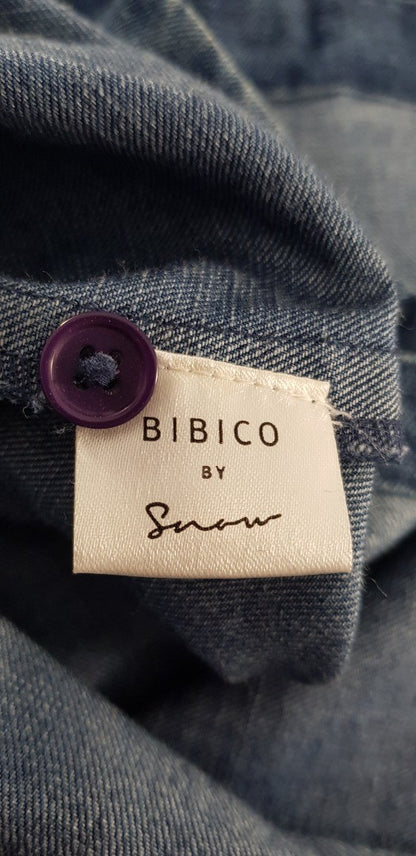 Bibico By Snow Denim Look Dress 100% Cotton Pockets Size 10 Excellent Condition