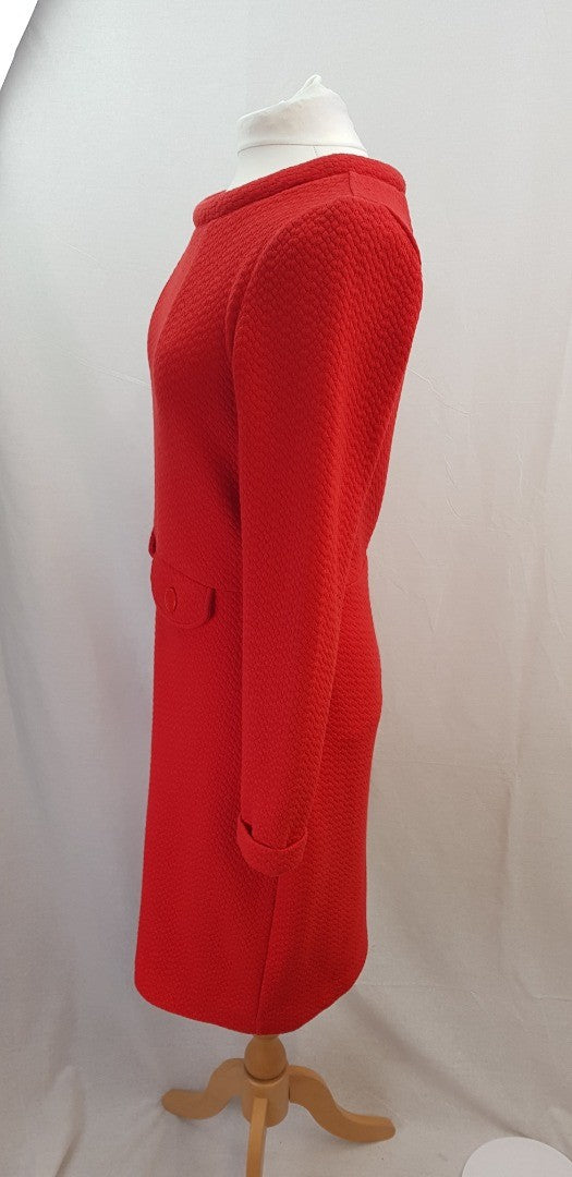 Boden Heavy Red Lined Long Sleeved Pocket Dress Size 12L Excellent Condition