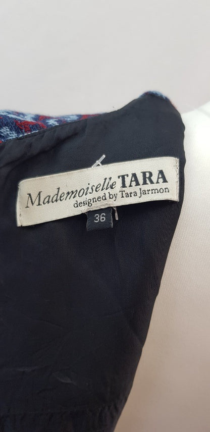 Mademoiselle Tara by Tara Jarmon Navy Red Dress Size 10 Excellent Condition