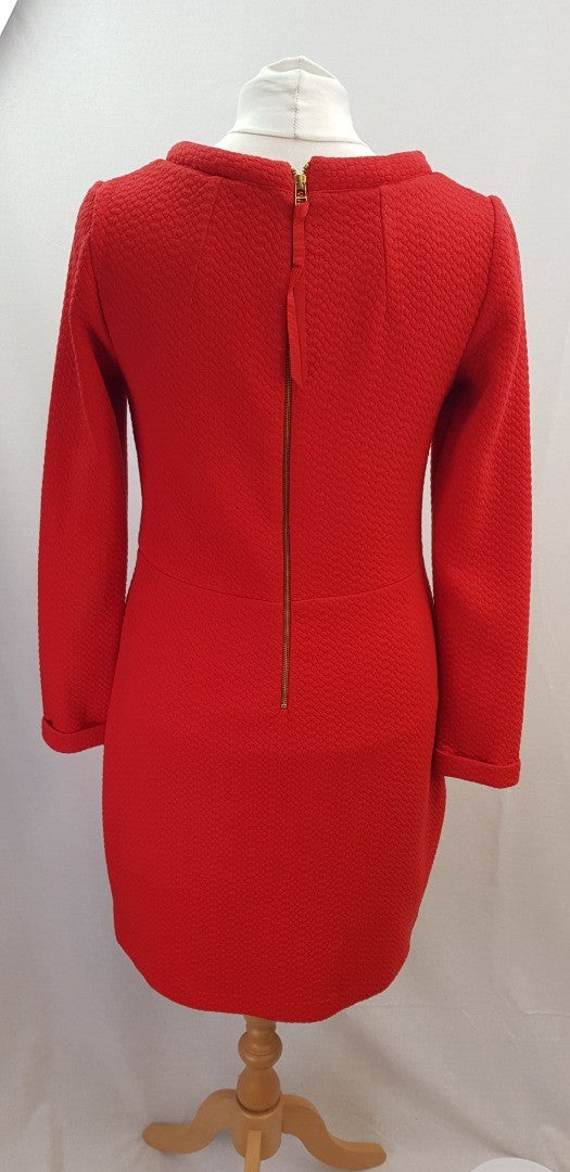 Boden Heavy Red Lined Long Sleeved Pocket Dress Size 12L Excellent Condition