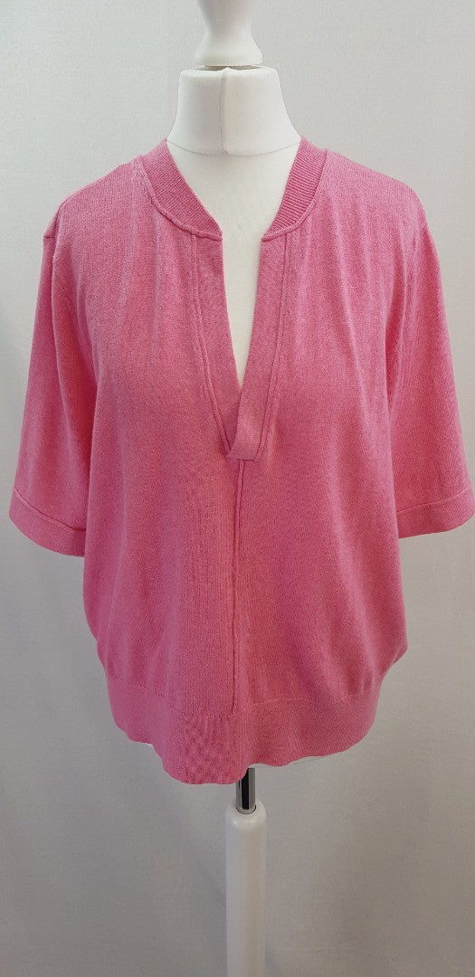 Yaya Women Pink Knit Short Sleeve Top Size S BNWT