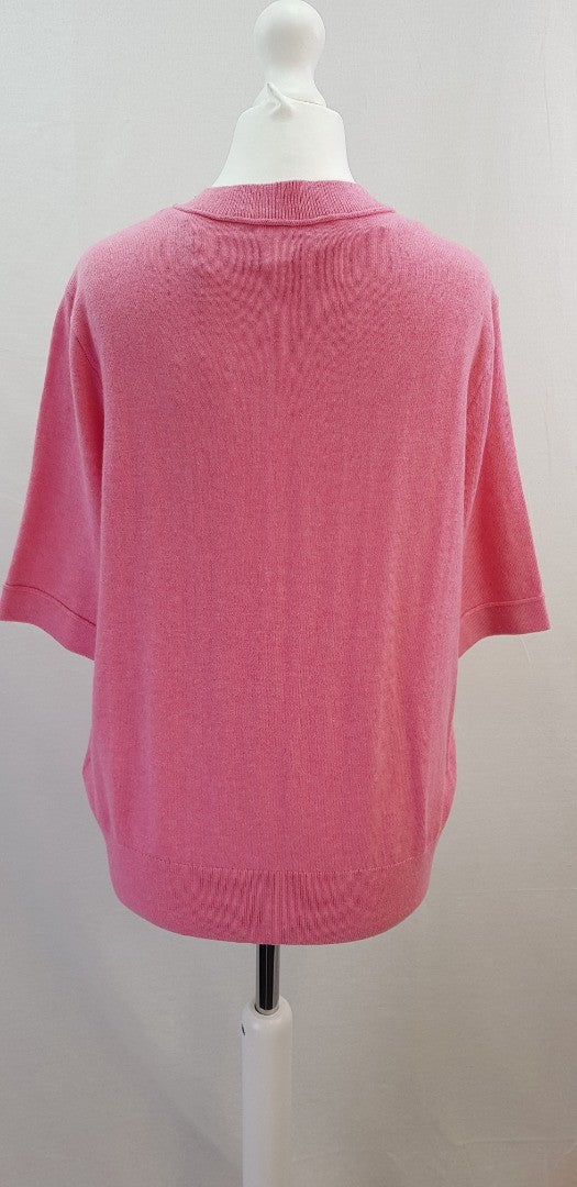 Yaya Women Pink Knit Short Sleeve Top Size S BNWT